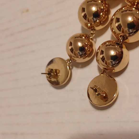 4/$40 New Large Gold Beaded Earrings - Picture 2 of 4
